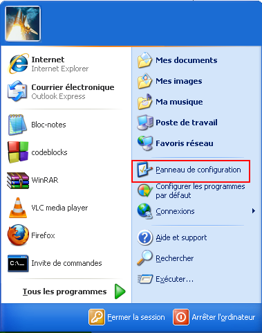 menu demarrer windows