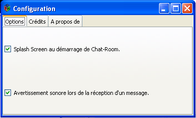 configuration ChatRoom screen