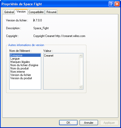 propriétés executable tuto C 2